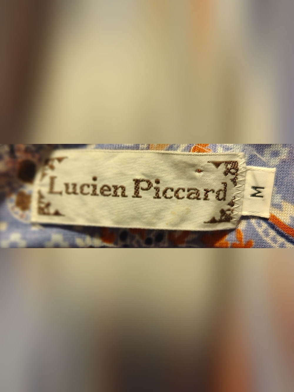 Lucien Piccard 1970's Men’s Blue Paisley Butterfly Collar Disco Shirt Size M - Picture 10 of 10